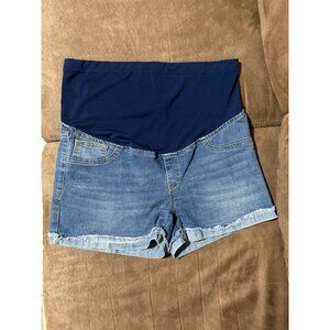 Women’s Large Maternity Shorts Stretch Denim Over The Belly Full Panel